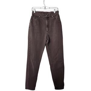 Vintage Lee Riveted Brown Denim Cotton Tapered Leg High Rise Jeans Size 12 Med
